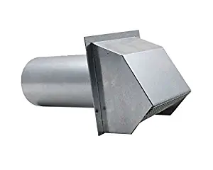 Hooded Wall Vent with Spring Loaded Damper, Gasket and Screen - Galvanized 7 inch