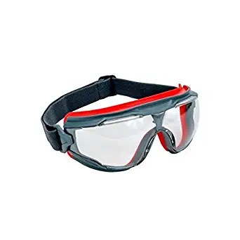 3M 50051131274551 Goggle Gear 500-Series GG501SGAF Goggles with Clear Scotchgard Anti-Fog Lens, Gray & Red (Pack of 10)