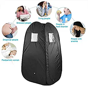 Portable Home Sauna Tent, Pop Up Privacy Dressing Changing Room for Camping Biking Toilet Shower Beach Outdoor Without Steamer- Black