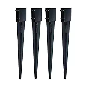 MTB Fence Post Anchor Ground Spike Metal Black Powder Coated 24"x4"x4", Pack of 4