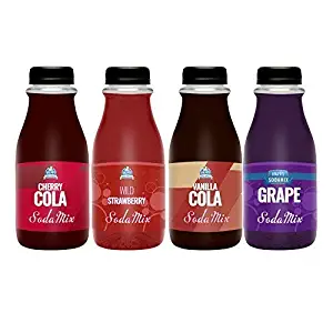 Ralph's 4 Sparkling Water Soda Maker Flavors Pack | Strawberry | Grape | Cherry Cola | Vanilla Cola | Four 12oz Bottles | Sodamix
