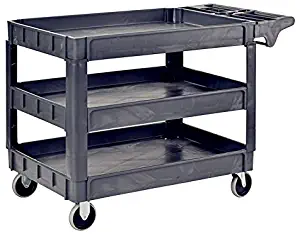 Pake Handling Tools Heavy Duty Utility Cart - Plastic 3 Shelves Rolling Cart with Wheels- 550lbs Capacity, 37.4" x 25.6"