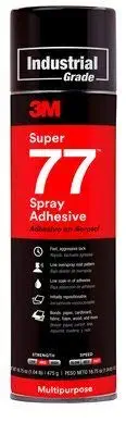 1/Case 3M Super 77 16.75 oz Spray Adhesive 12 Cans 21210