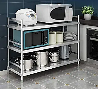 Microwave Oven Stainless Steel Rack Storage Organiser Countertop Space Saver Microwave Shelf Stand for Bathroom Bedroom Kitchen Home Punch Free (Color : Colour1, Size : A)