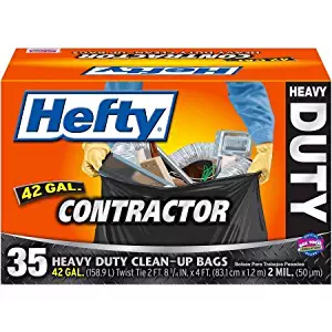 Hefty Contractor Heavy Duty Clean-Up Bags, 42 gallon, 35 count