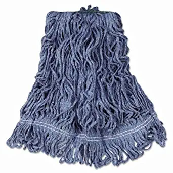 Rubbermaid Commercial Super Stitch Blend Mop Heads, Cotton/Synthetic, Blue, Large - six wet mop heads per case.