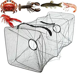 ADSRO Crawfish Trap, Portable Folded Fishing Net Hand Casting Cage Crab Trap Nylon Rope for Catching Small Bait Fish Eels Crab Lobster Minnows Shrimp