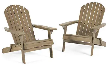Christopher Knight Home Hanlee Folding Wood Adirondack Chairs, 2-Pcs Set, Grey Finish