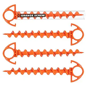 Orange Screw: The Ultimate Ground Anchor | Small 4 Pack | Made in The USA