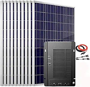 Giosolar 1000W 12 Volts Polycrystalline Solar Panel Home Kit Off-Grid System with 40A MPPT LED Charge Controller/Connectors/Solar Cables, 12V/24V Battery Charger