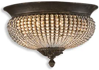 Uttermost 22222 Cristal de Lisbon Flush Mount, Finish, Golden Bronze Metal