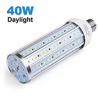 40 Watt LED Corn Bulb,4000 Lumen 280 Watt Equivalent 6000K,Cool Daylight White LED Street & Area Light,E26/E27 Medium Base,for Outdoor Garage Factory Warehouse High Bay Barn Backyard,Super Bright