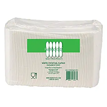 Perfectware - PW-Cocktail White Napkins-500ct 1 Ply White Cocktail Napkins - Pack of 500ct