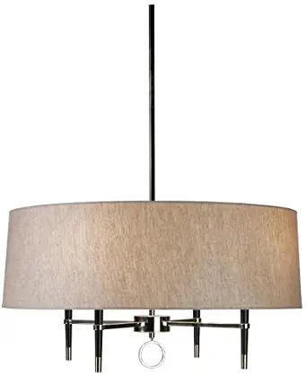 Robert Abbey PN685 Chandeliers with Natural Linen and Rolled Edge Hem Shades, Nickel Finish