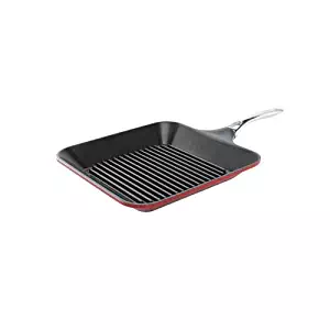 Nordic Ware Pro Cast Traditions Grill Pan with Stainless Steel Handle, 11-Inch, Cranberry