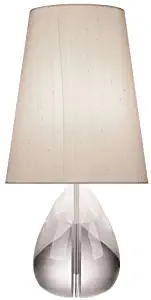 Robert Abbey 676 Lamps with Oyster Grey Silk Dupioni Shades, Lead Crystal/Polished Nickel Finish