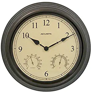 AcuRite 01063 15-Inch Combo Clock with Thermometer and Hygrometer, Copper Patina