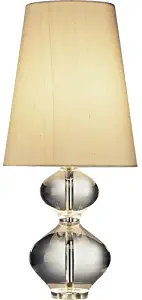 Robert Abbey 678 Lamps with Oyster Grey Silk Dupioni Shades, Crystal/Polished Nickel Accents Finish