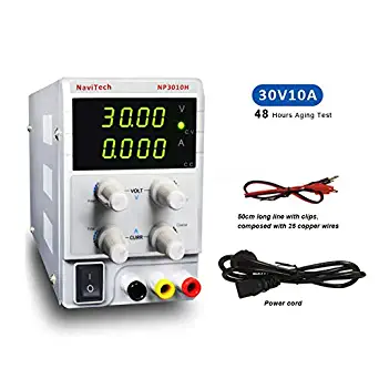 30V/10A DC Bench Power Supply Variable 4-Digital LED Display, High Precision Adjustable Switching Power Supply with Free Alligator Clip US Power Cord, for Lab Equipment, DIY Tool